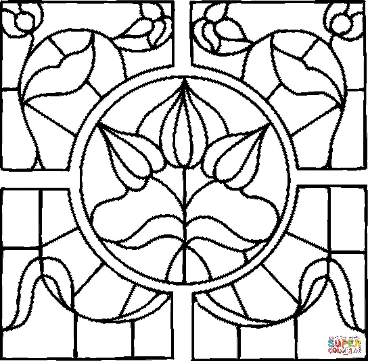 1280x1258 Stained Glass Window Coloring Page In Stained Glass Coloring Pages
