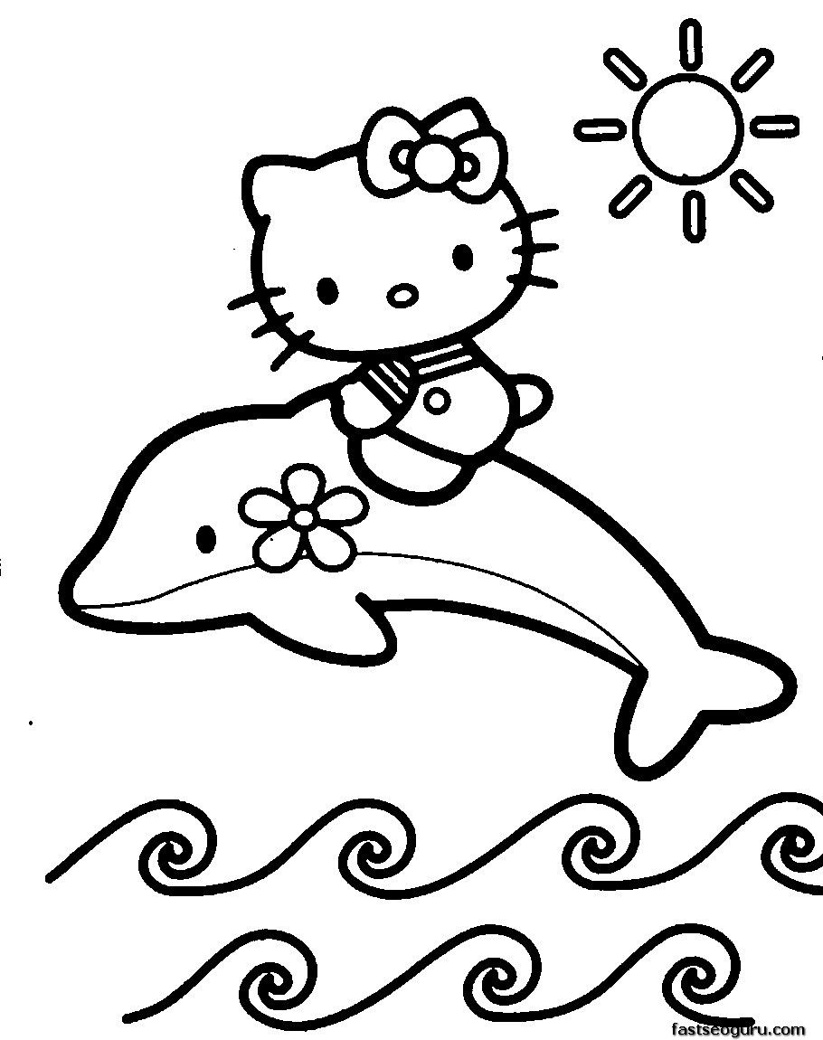 910x1150 Print Out Coloring Pages Of Dolphin With Hello Kitty Dolphin