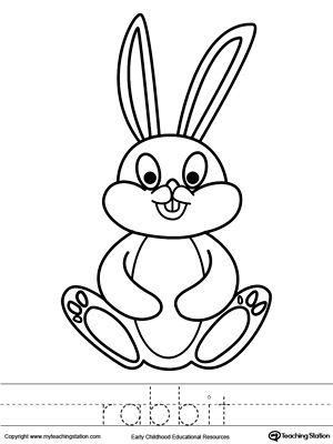 300x400 Rabbit Coloring Page And Word Tracing