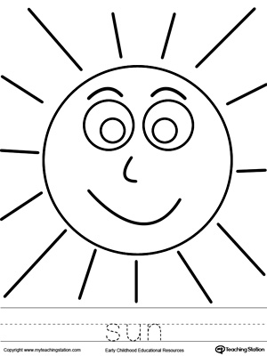 300x400 Sun Coloring Page And Word Tracing