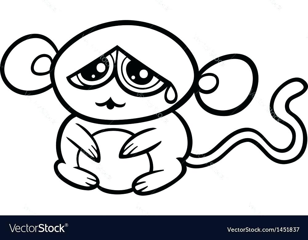 1000x780 Monkey Coloring Pages Printable Monkey Color Page Cartoon Sad