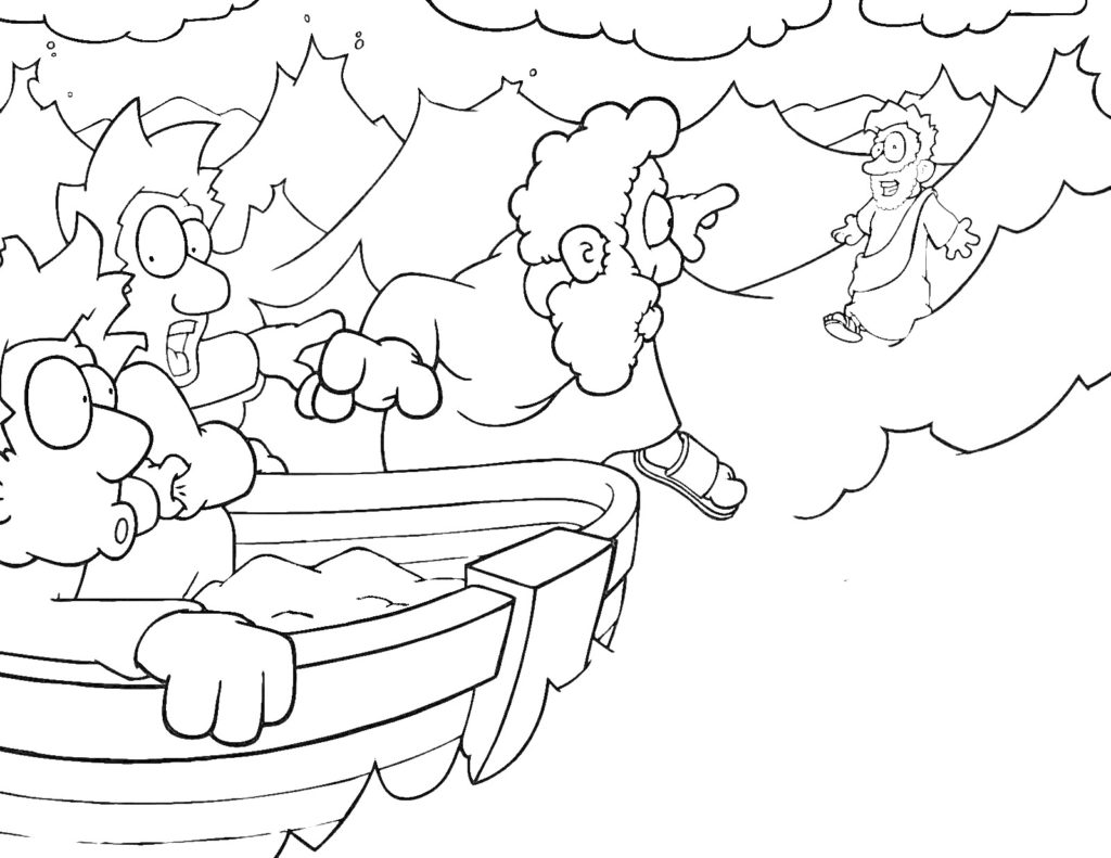 1024x791 Jesus Walks On Water Coloring Pages Throughout Page Qqa Me Best