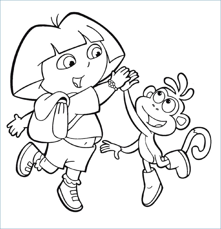 726x753 Walking Dora The Explorer Coloring Page
