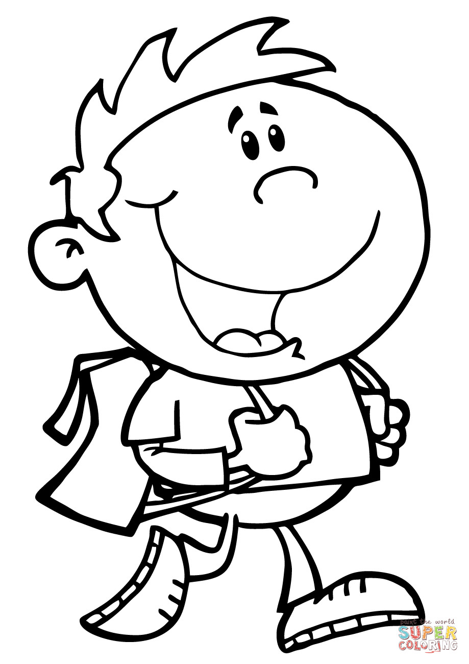 919x1300 Walking School Boy Coloring Page Free Printable Pages