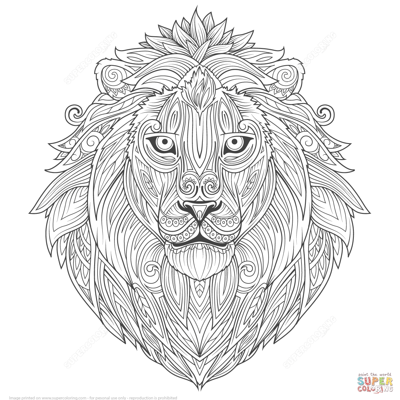 1300x1300 Cool Lion Ethnic Zentangle Coloring Page Free Coloring Pages