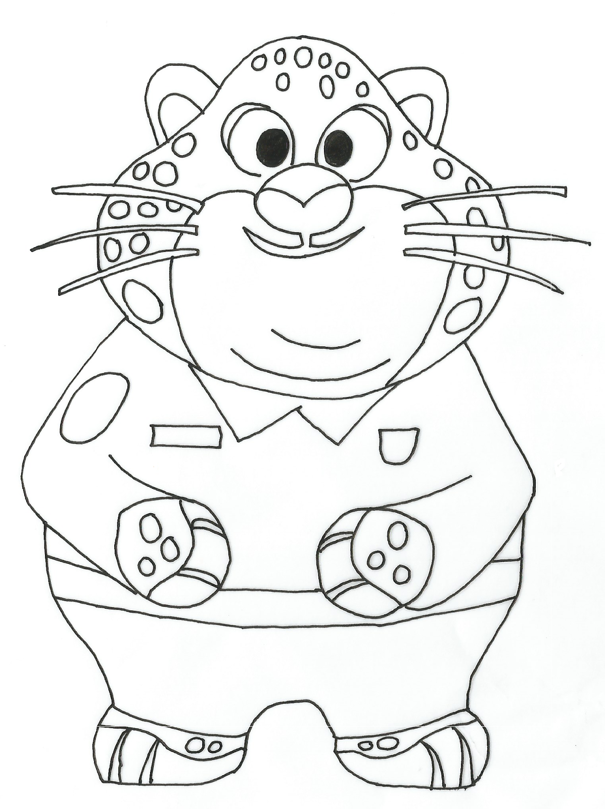 1197x1600 Benjamin Clawhauser Zootopia Coloring Page