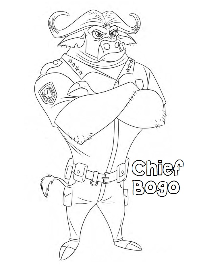 700x934 Zootopia Coloring Pages Chief Bogo For Kids