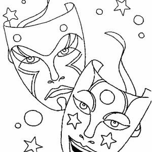 300x300 Comedy Tragedy Mask As Mardi Gras Symbol Coloring Page Color