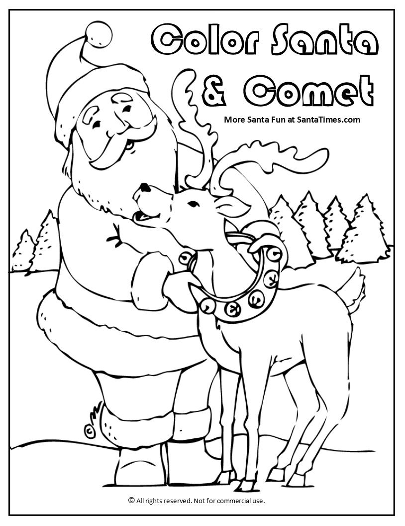 814x1056 Santa And Comet Coloring Page