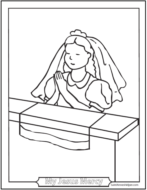 590x762 Girl Communion Coloring Page
