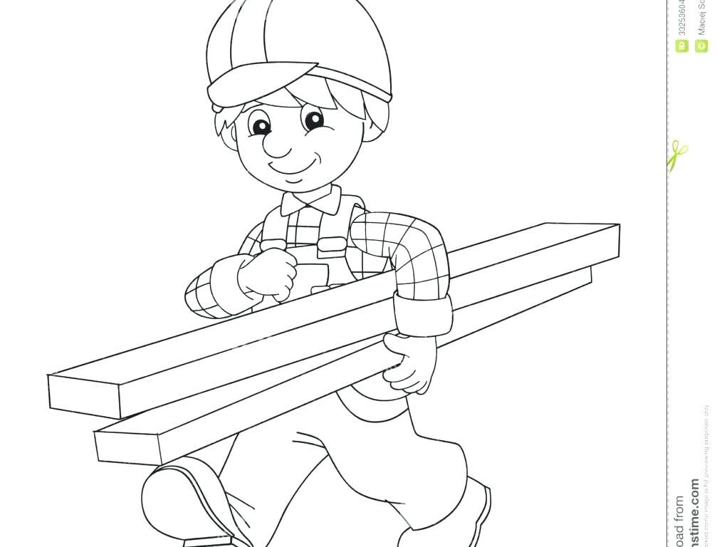 1007x768 Construction Worker Coloring Pages Construction Worker Looking