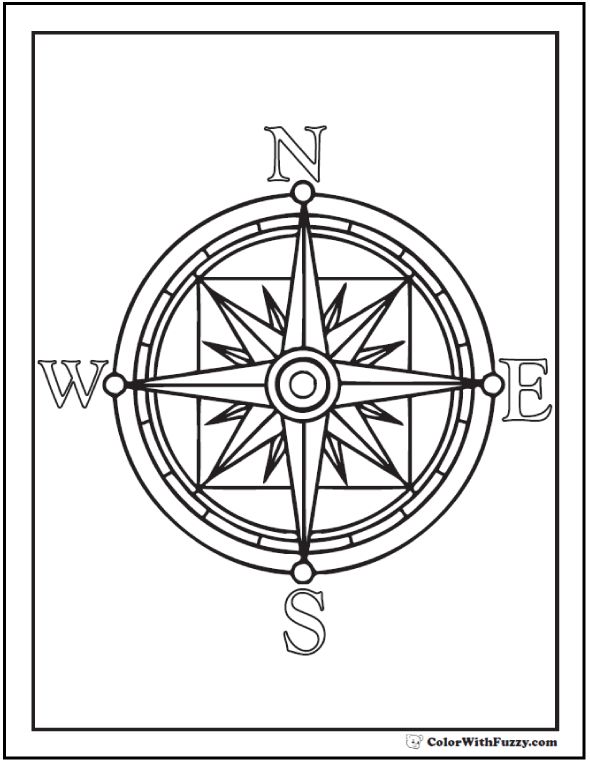590x762 Compass Coloring Pages Colouring Pages Compass Rose Coloring Page