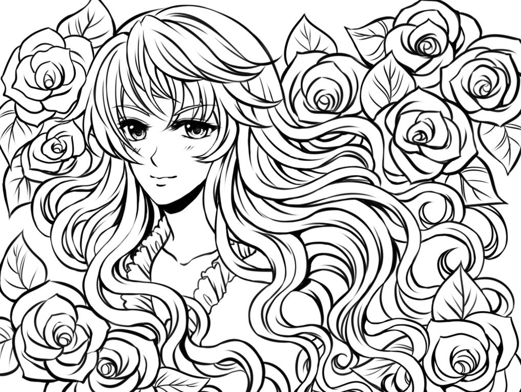 1017x765 Complex Coloring Pages Complex Coloring Pages Anime Girl