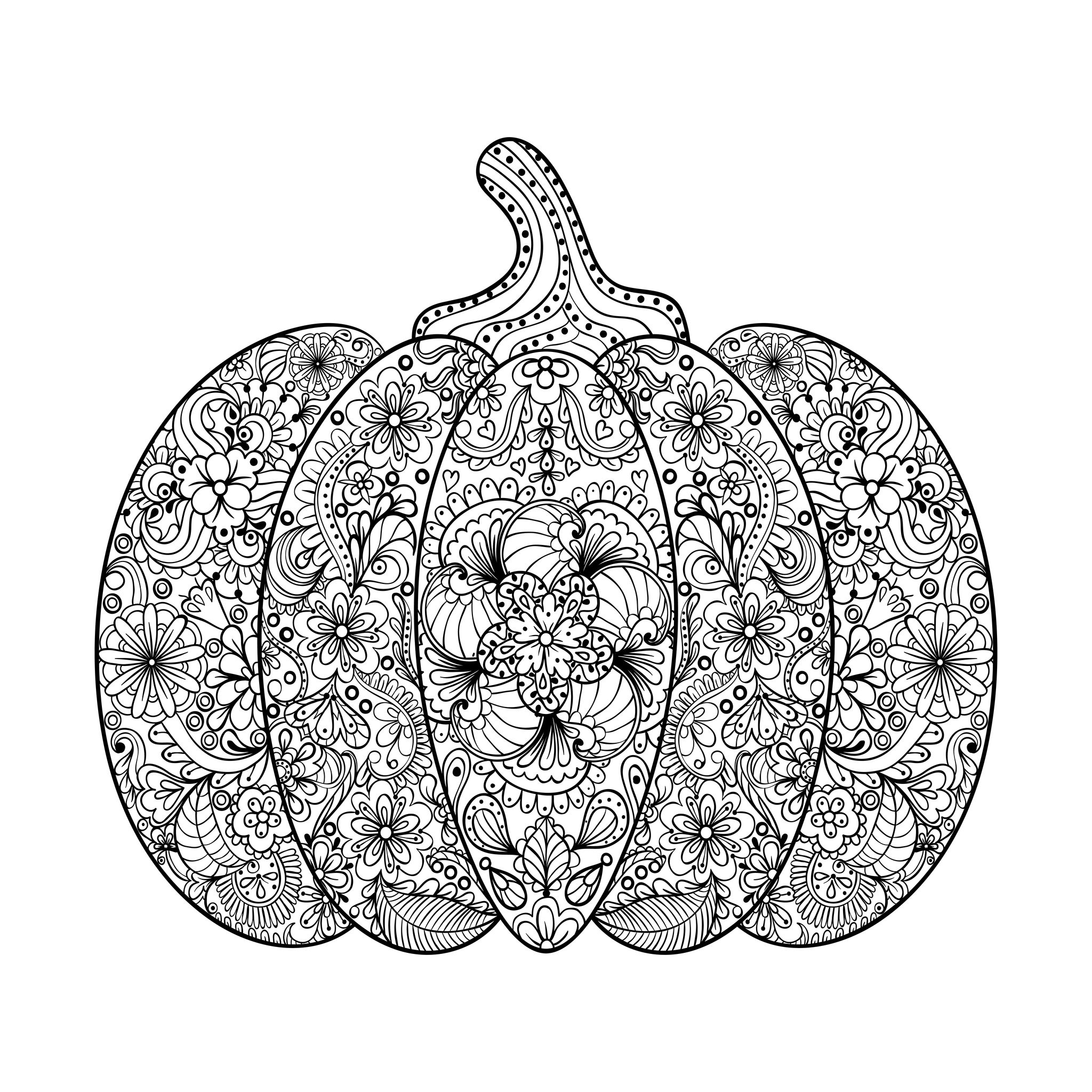 2048x2048 Happy Pumpkin Coloring Pages Pdf Halloween Complex With Flowers