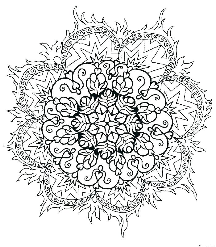 700x800 Hard Mandala Coloring Pages