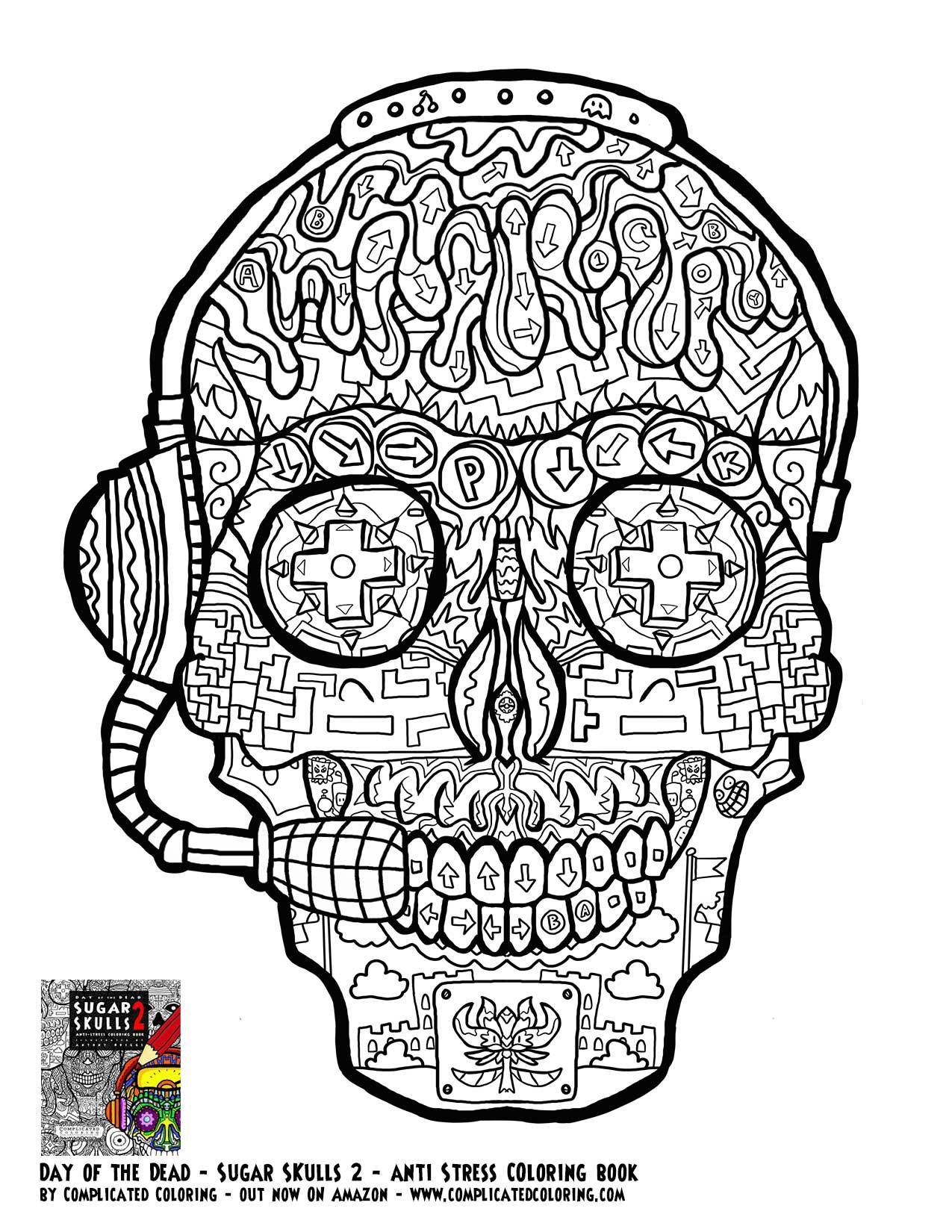 1275x1650 Gamer Sugar Skull Free Printable Coloring Page Plicated Collection