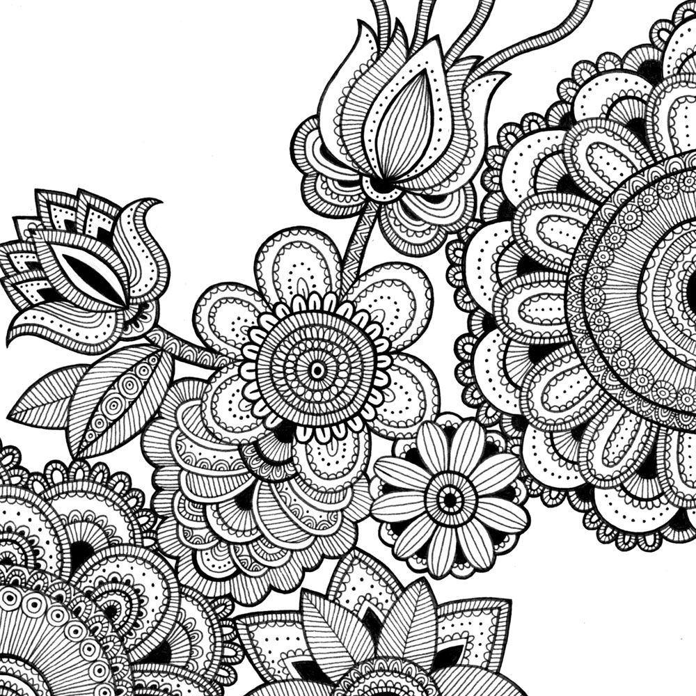 1000x1000 Best Intricate Coloring Page Image Clipart Grigorg Pics Of Flower
