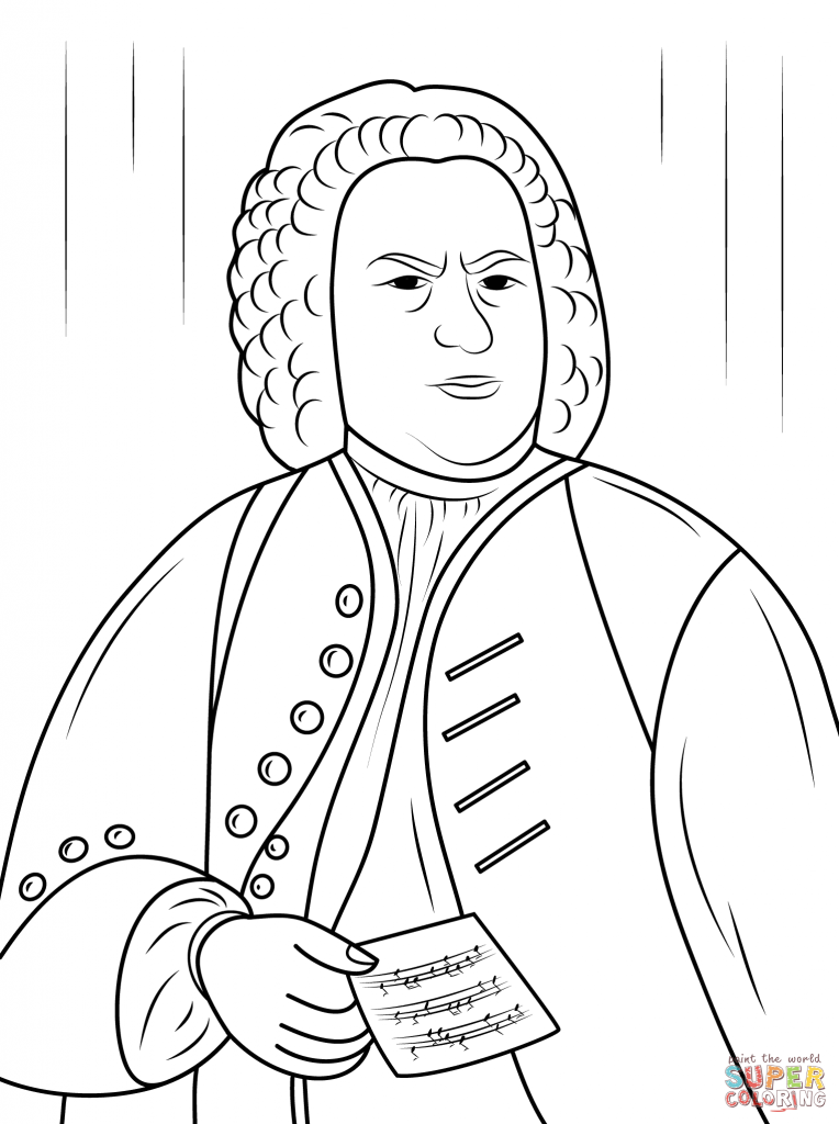 764x1024 Johann Sebastian Bach Composer Coloring Pages