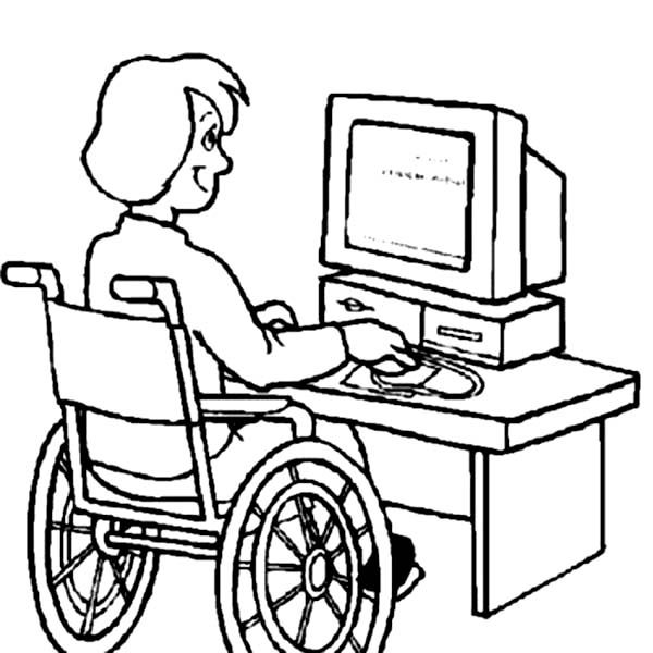 600x600 Disability Girl On Computer Coloring Page Bored.bored Bored