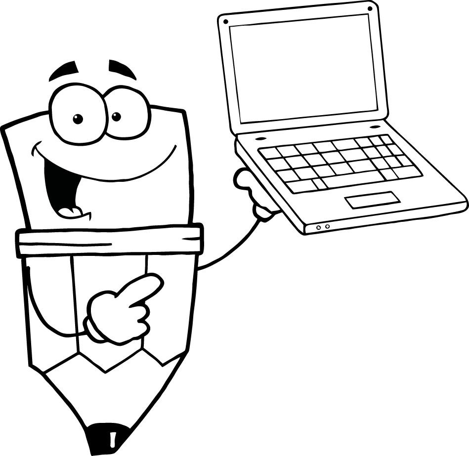 949x923 Coloring Page Of Smiley Pencil With Laptop Point Computer Pages