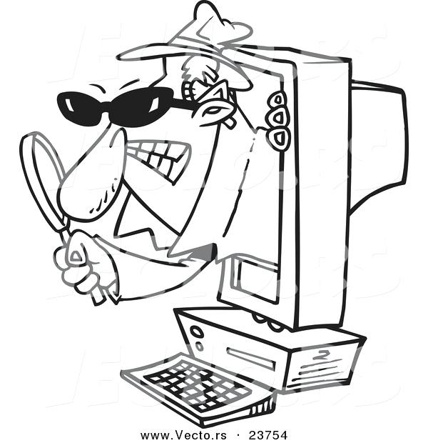 600x620 Computer Coloring Page Vector Of A Cartoon Computer Coloring Page