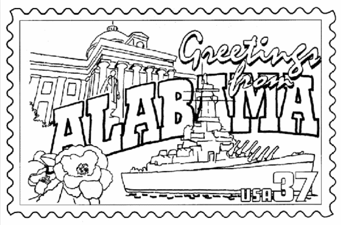 1125x743 Alabama Coloring Page States Alabama