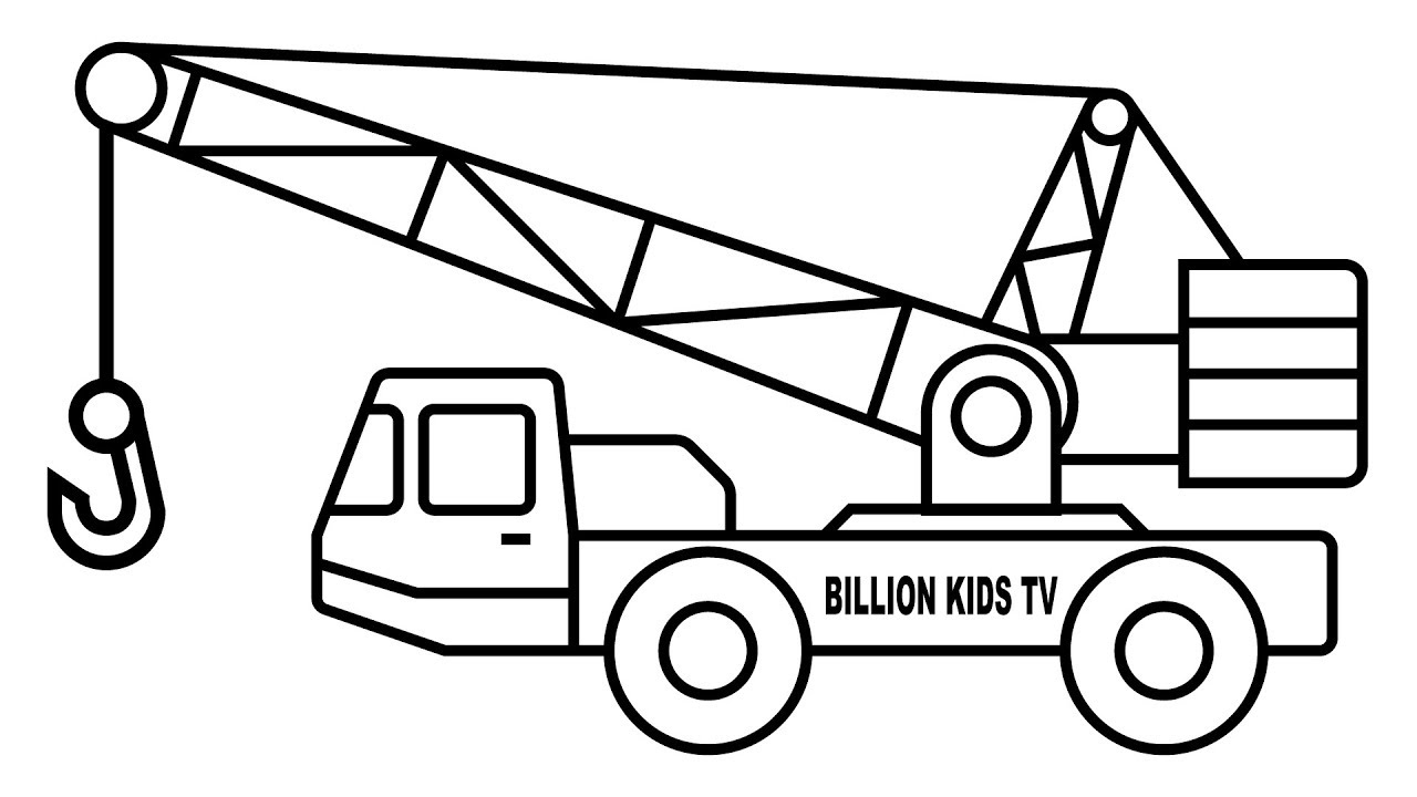 1280x720 Crane Truck Coloring Pages, Colors For Kids With Construction