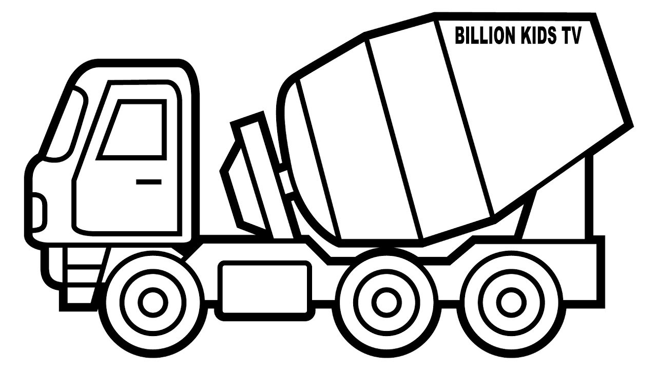 1280x720 Mixer Truck Coloring Pages Colors For Kids With Construction Truck