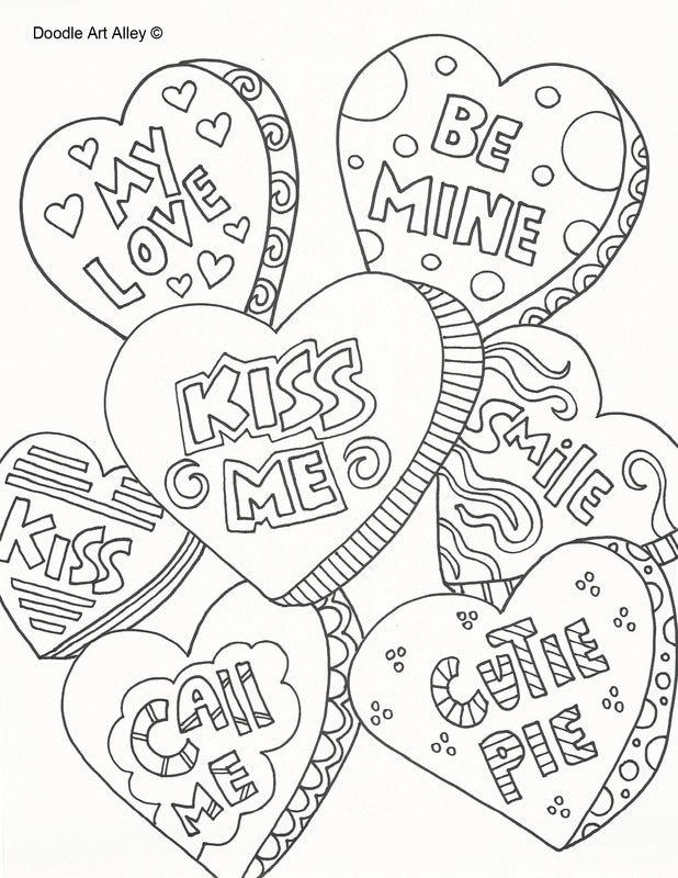 618x800 Valentine Conversation Hearts Coloring Pages