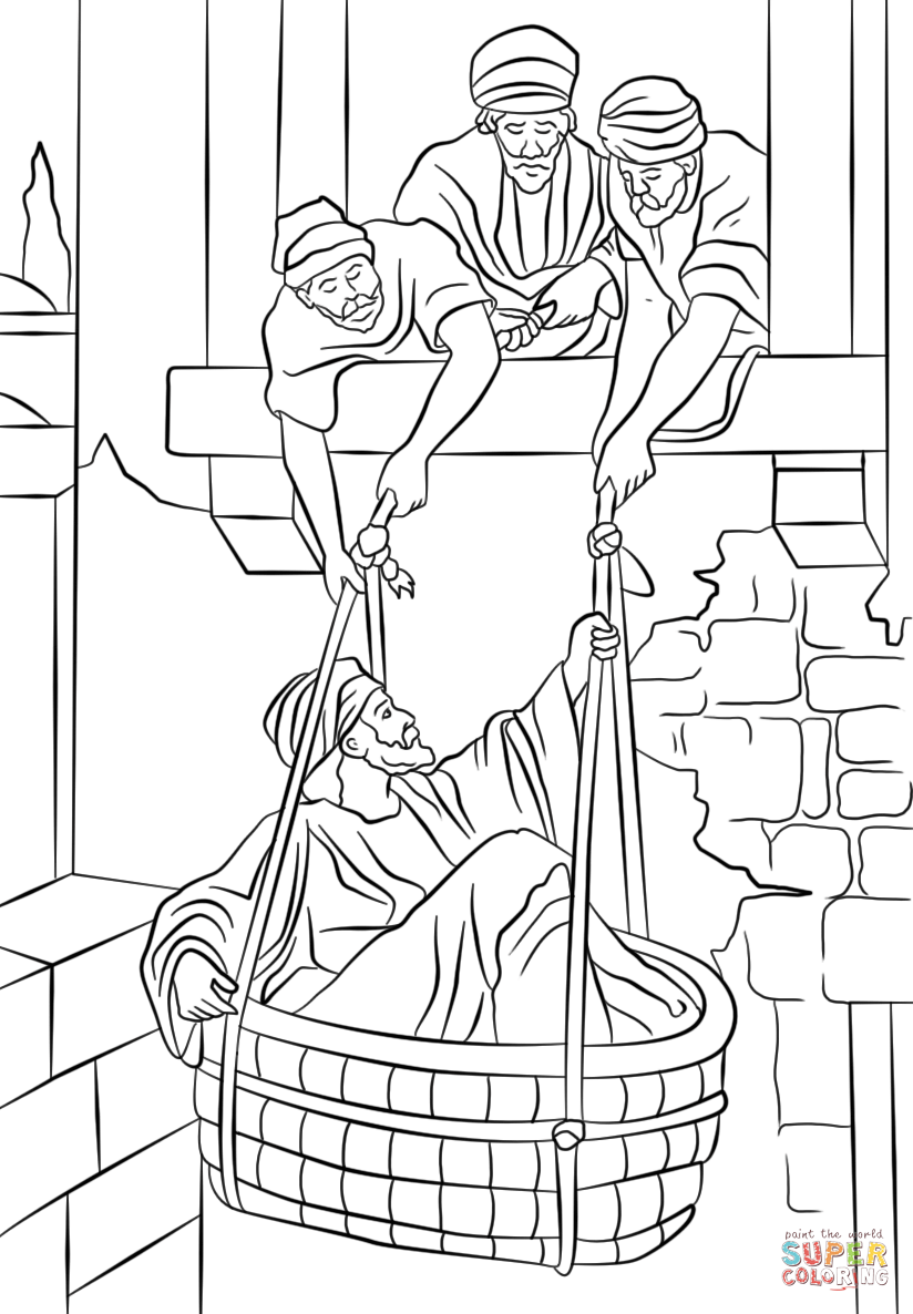 824x1186 Paul On The Road To Damascus Coloring Page Escapes In A Basket