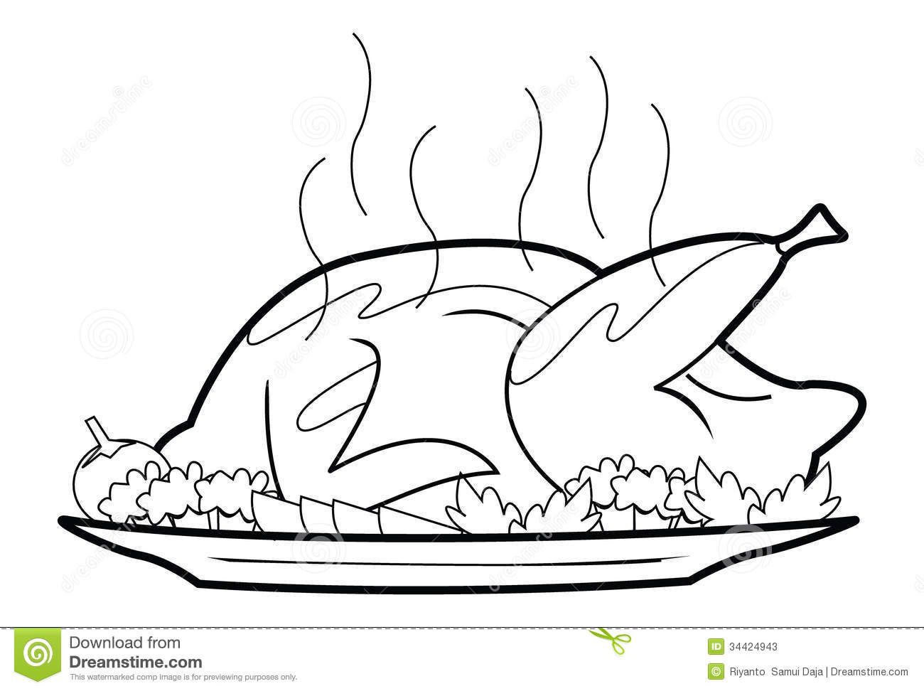 1300x972 Whole Fried Chicken Colouring Pages