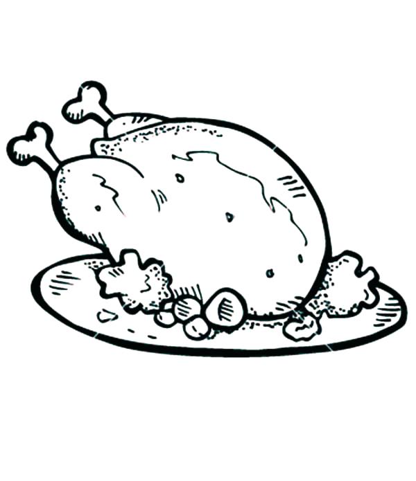 600x695 Chicken Coloring Page Well Cooked Roasted Chicken With Drumstick