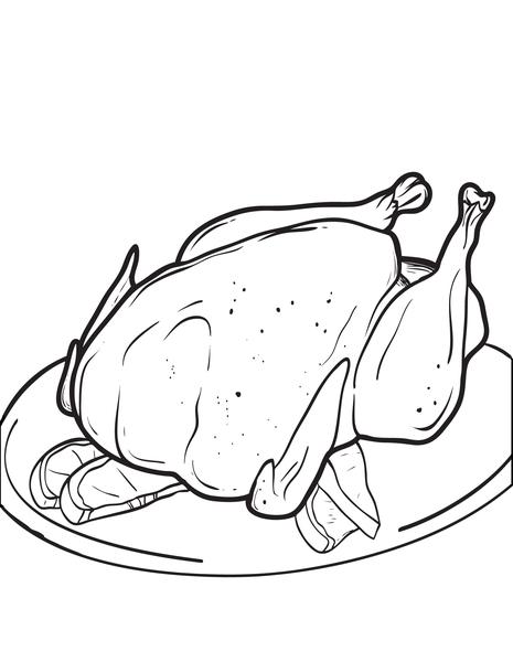 465x600 Free Printable Cooked Thanksgiving Turkey Coloring Page For Kids