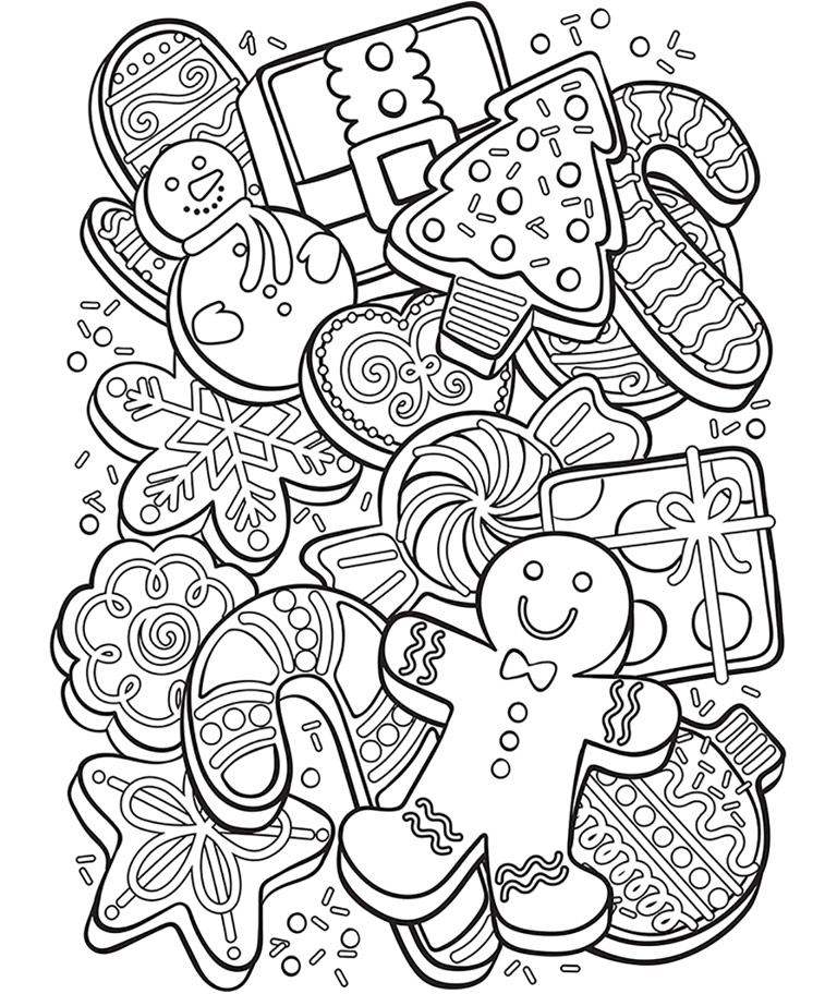 768x912 Christmas Cookie Collage Coloring Page