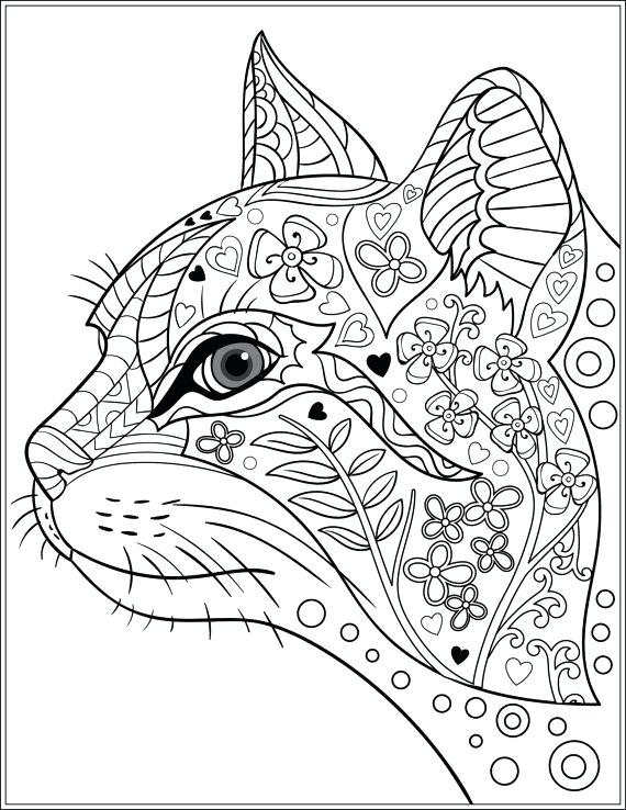 570x738 Cat Coloring Pages For Adults Classy Zen Cute Cat Adult Coloring