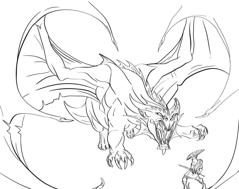 971x768 Cool Dragon Pictures To Color Dragon Coloring Pages Vs Knight