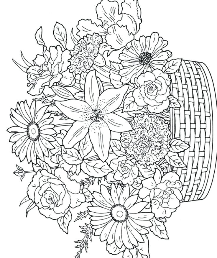 736x875 Coloring Pages For Flowers Coloring Page Flowers Plain Ideas