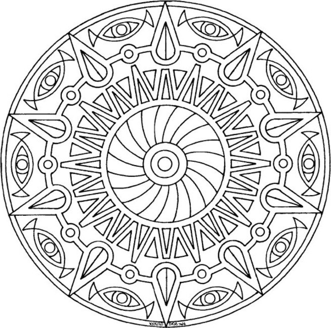 654x649 Awesome Mandala Coloring Pages