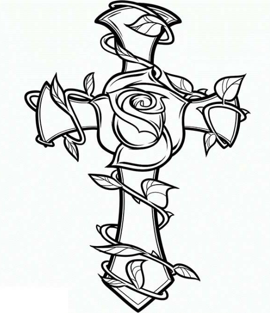 537x622 Rose Cross Coloring Page Amp Coloring Book