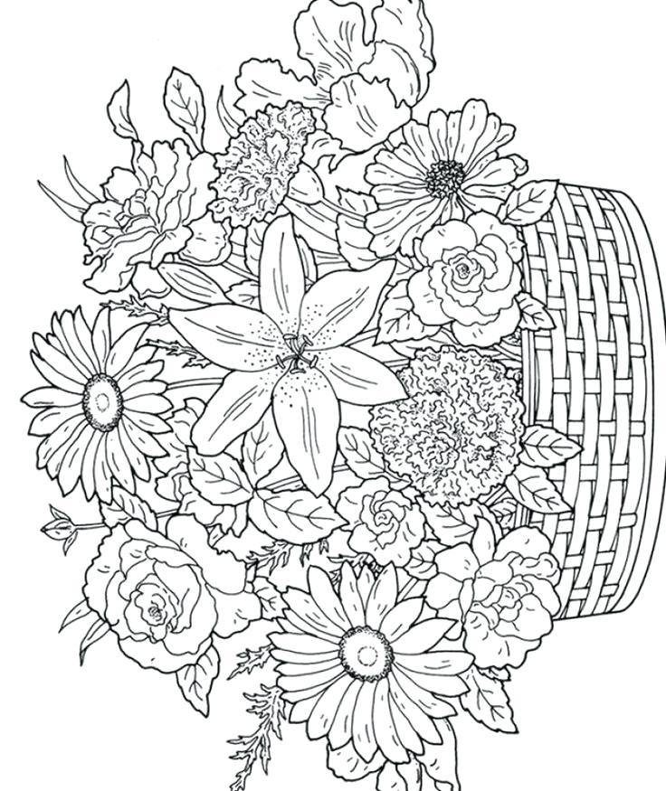 736x875 Printable Coloring Pages Flowers For Adults World