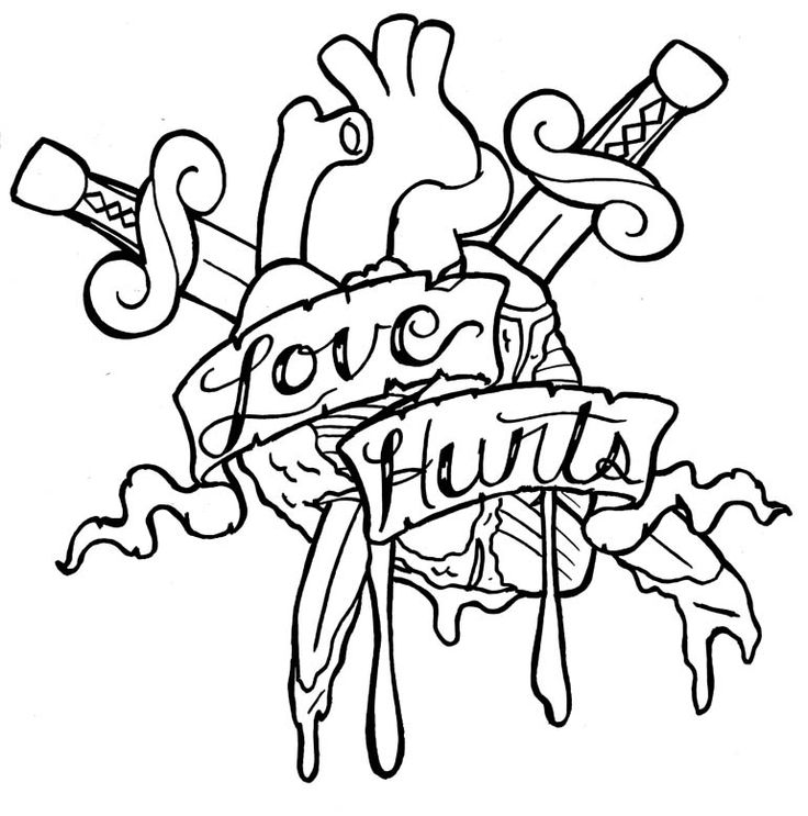 736x743 Love Tattoo Coloring Pages