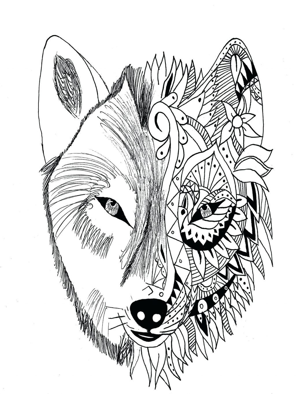 1024x1364 Coloring Pages ~ Wolf Coloring Pages Drawn Howling Wing Page 3
