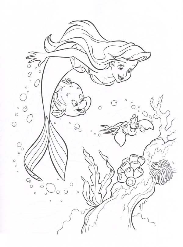 600x810 Coral Reef Coloring Pages Ariel Little Mermaid And Friends Looking