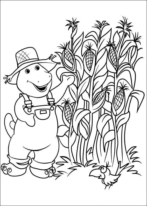 567x794 Barney In Cornfield Barney Coloring Pages Kids Net
