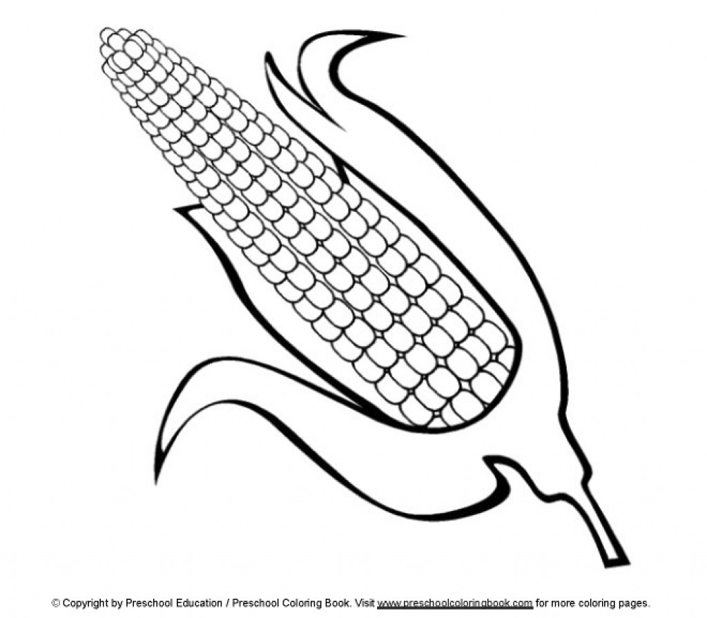 1024x895 Good Corn Cob Coloring Page With Pages Alphabrainsz Net Striking