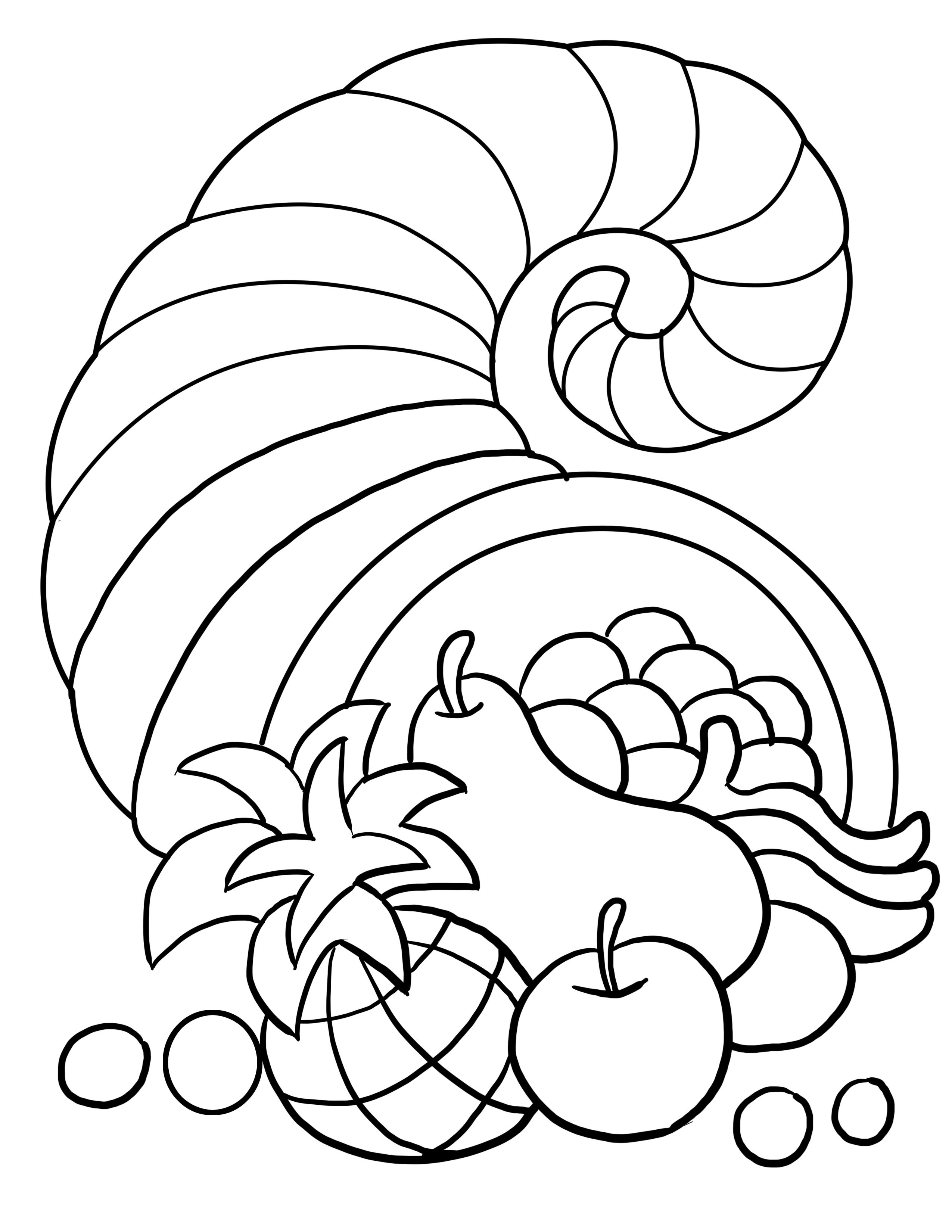 2550x3300 Free Thanksgiving Cornucopia Coloring Page! Jump Start