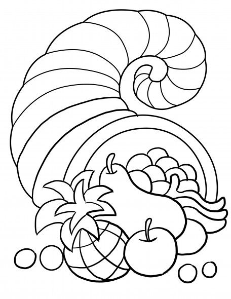 456x590 Thanksgiving Song And Free Printable Cornucopia Coloring Page