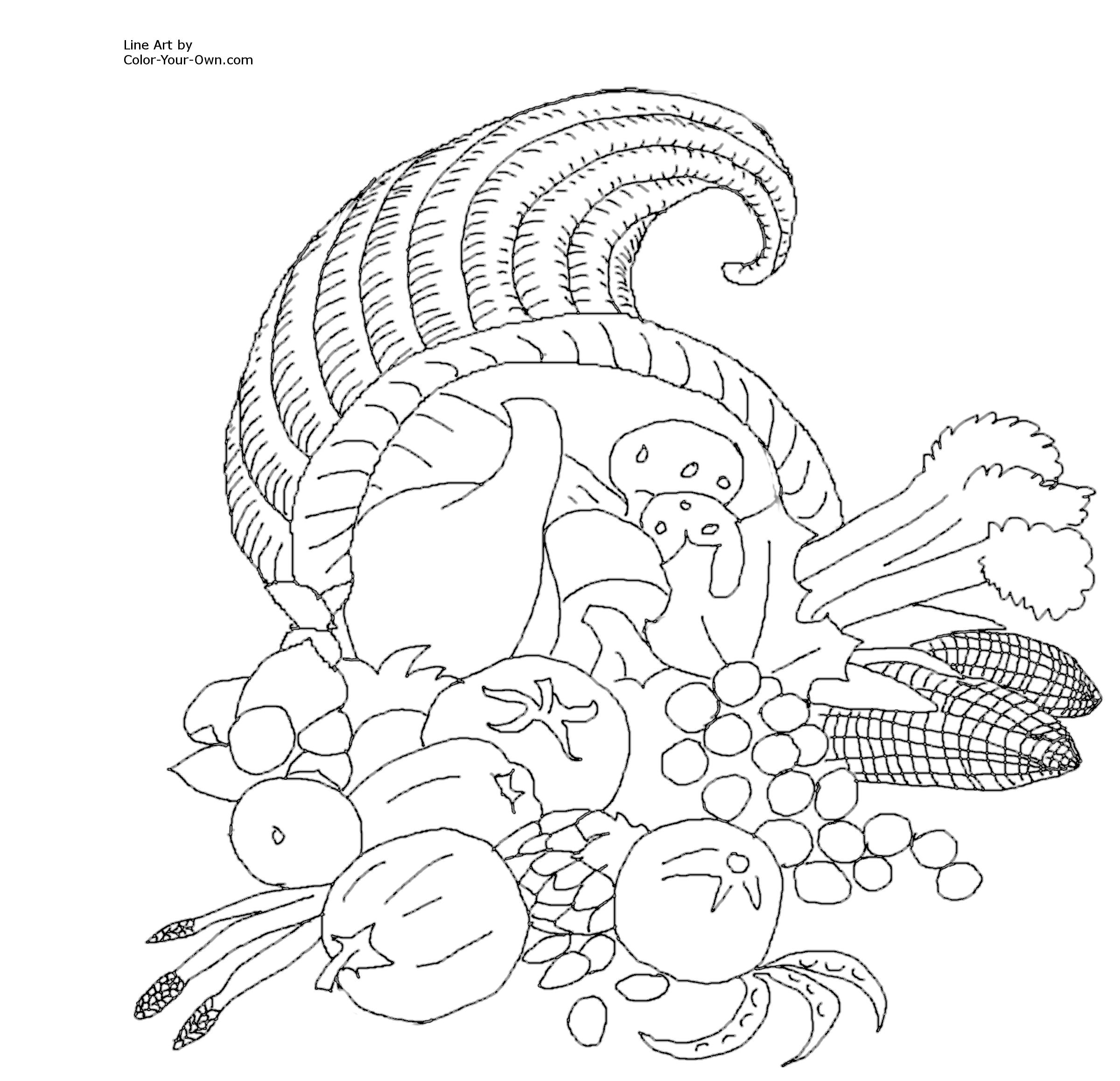 2400x2317 Thanksgiving Color By Number Cornucopia Coloring Page Free