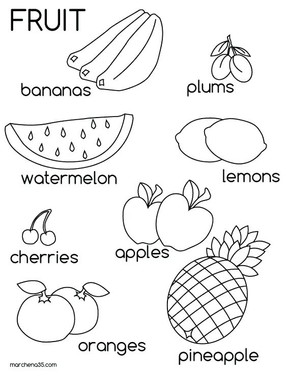 564x729 Printable Fruits And Vegetables Coloring Pages
