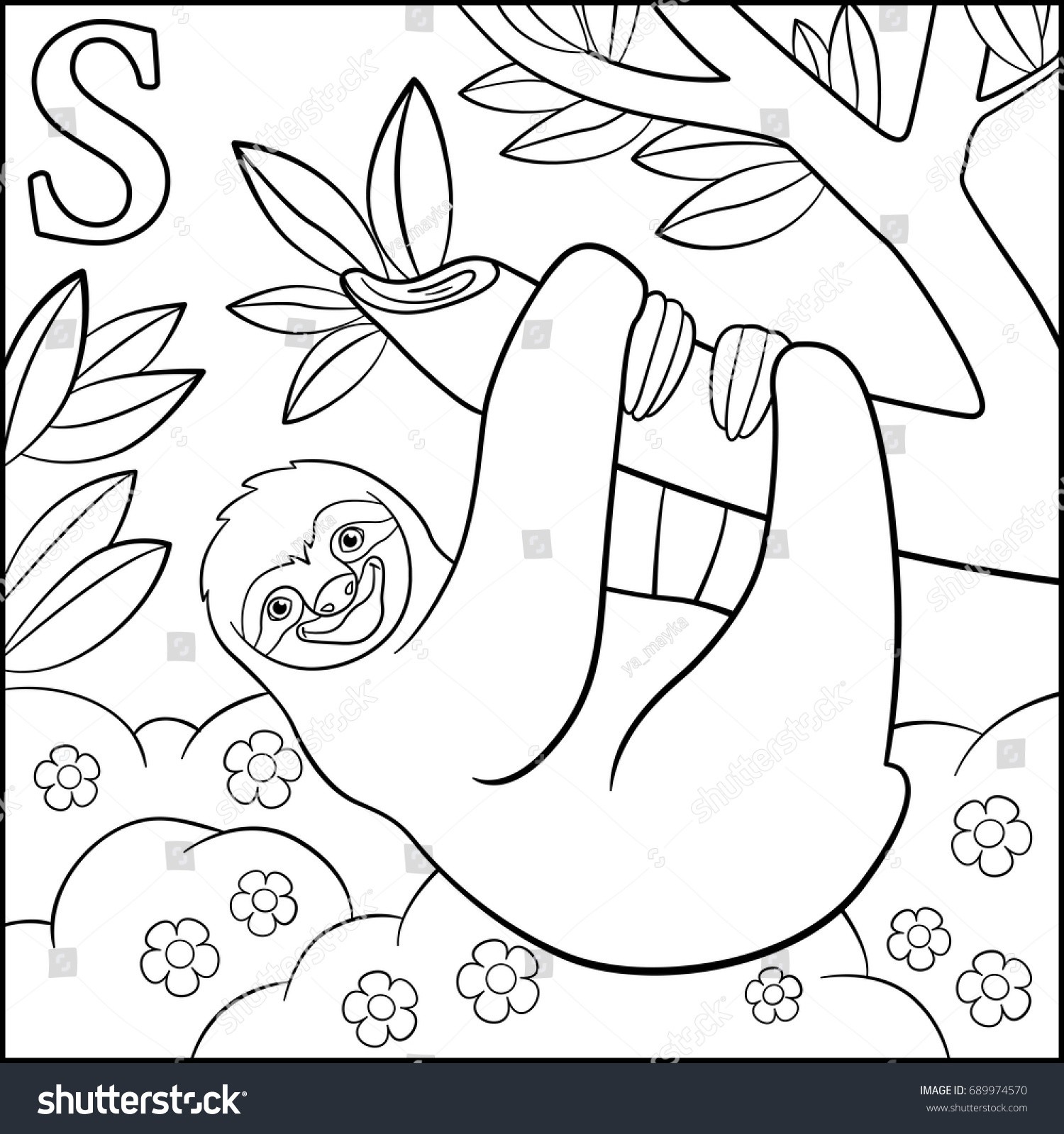 1500x1600 Sloth Animal Costa Rica Free Draw To Color